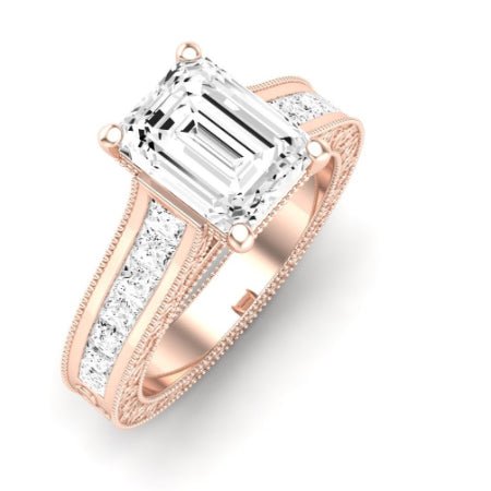 Edelweiss Diamond Matching Band Only (does Not Include Engagement Ring) For Ring With Emerald Center rosegold