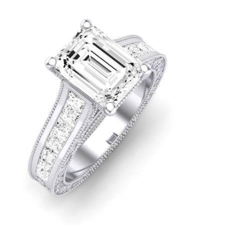 Edelweiss Diamond Matching Band Only (does Not Include Engagement Ring) For Ring With Emerald Center whitegold