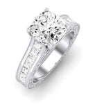 Edelweiss Moissanite Matching Band Only (does Not Include Engagement Ring) For Ring With Cushion Center whitegold