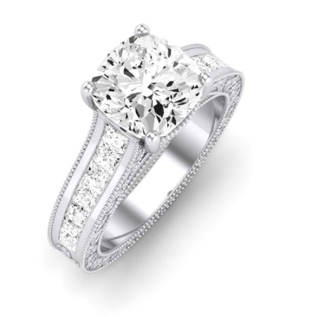 Edelweiss Moissanite Matching Band Only (does Not Include Engagement Ring) For Ring With Cushion Center whitegold