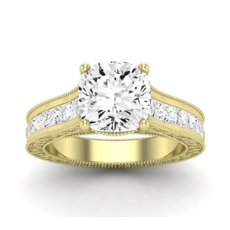 Edelweiss Moissanite Matching Band Only (does Not Include Engagement Ring) For Ring With Cushion Center yellowgold