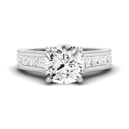 Edelweiss Moissanite Matching Band Only (does Not Include Engagement Ring) For Ring With Cushion Center whitegold