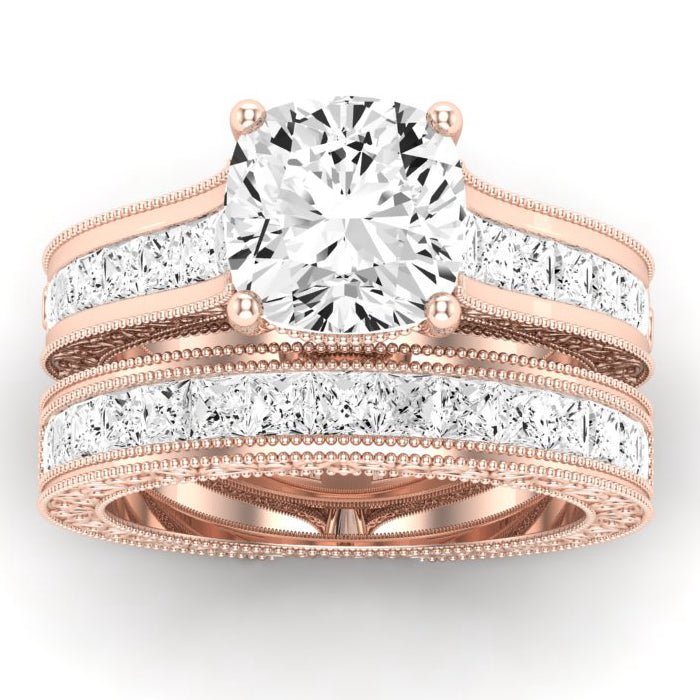 Edelweiss Moissanite Matching Band Only (does Not Include Engagement Ring) For Ring With Cushion Center rosegold