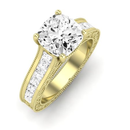 Edelweiss Moissanite Matching Band Only (does Not Include Engagement Ring) For Ring With Cushion Center yellowgold
