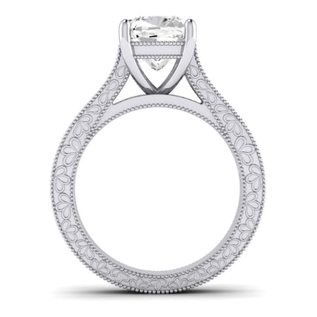 Edelweiss Moissanite Matching Band Only (does Not Include Engagement Ring) For Ring With Cushion Center whitegold