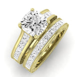 Edelweiss Moissanite Matching Band Only (does Not Include Engagement Ring) For Ring With Cushion Center yellowgold