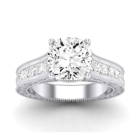 Edelweiss Moissanite Matching Band Only (does Not Include Engagement Ring) For Ring With Cushion Center whitegold