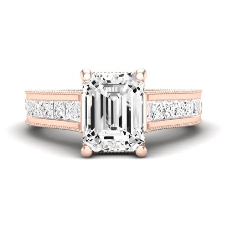 Edelweiss Moissanite Matching Band Only (does Not Include Engagement Ring) For Ring With Emerald Center rosegold