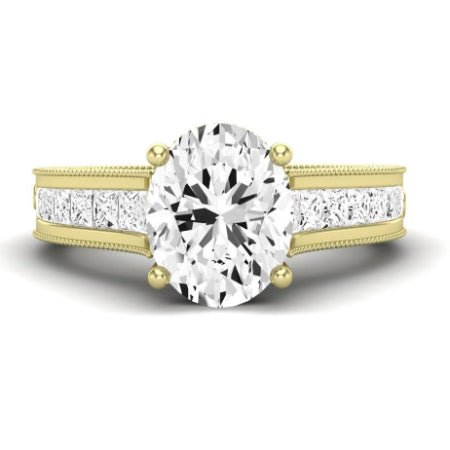 Edelweiss Moissanite Matching Band Only (does Not Include Engagement Ring) For Ring With Oval Center yellowgold