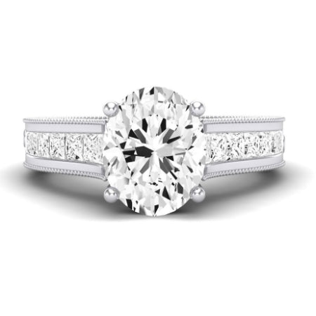 Edelweiss Moissanite Matching Band Only (does Not Include Engagement Ring) For Ring With Oval Center whitegold