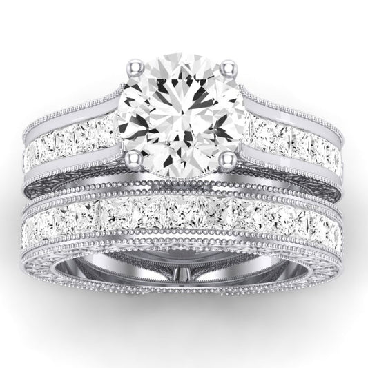 Edelweiss Moissanite Matching Band Only (does Not Include Engagement Ring) For Ring With Round Center whitegold