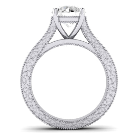 Edelweiss Moissanite Matching Band Only (does Not Include Engagement Ring) For Ring With Round Center whitegold