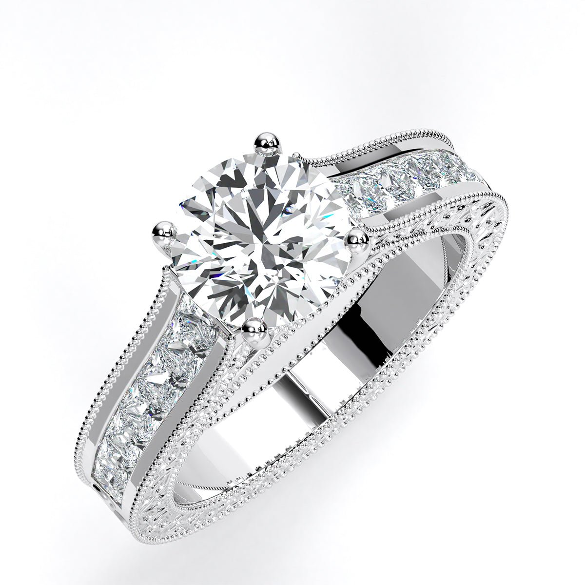 Edelweiss Round Diamond Engagement Ring (Lab Grown Igi Cert) whitegold