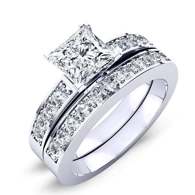 1.00 ct - Eliza - GIA Natural Princess Diamond Bridal Set