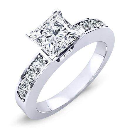 Eliza Moissanite Matching Band Only (engagement Ring Not Included) For Ring With Princess Center whitegold