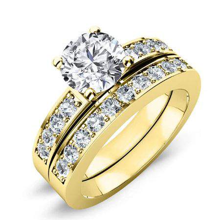 Eliza Moissanite Matching Band Only (engagement Ring Not Included) For Ring With Round Center yellowgold