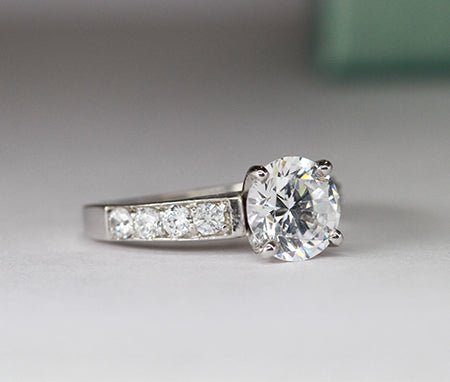 Eliza Round Moissanite Engagement Ring whitegold