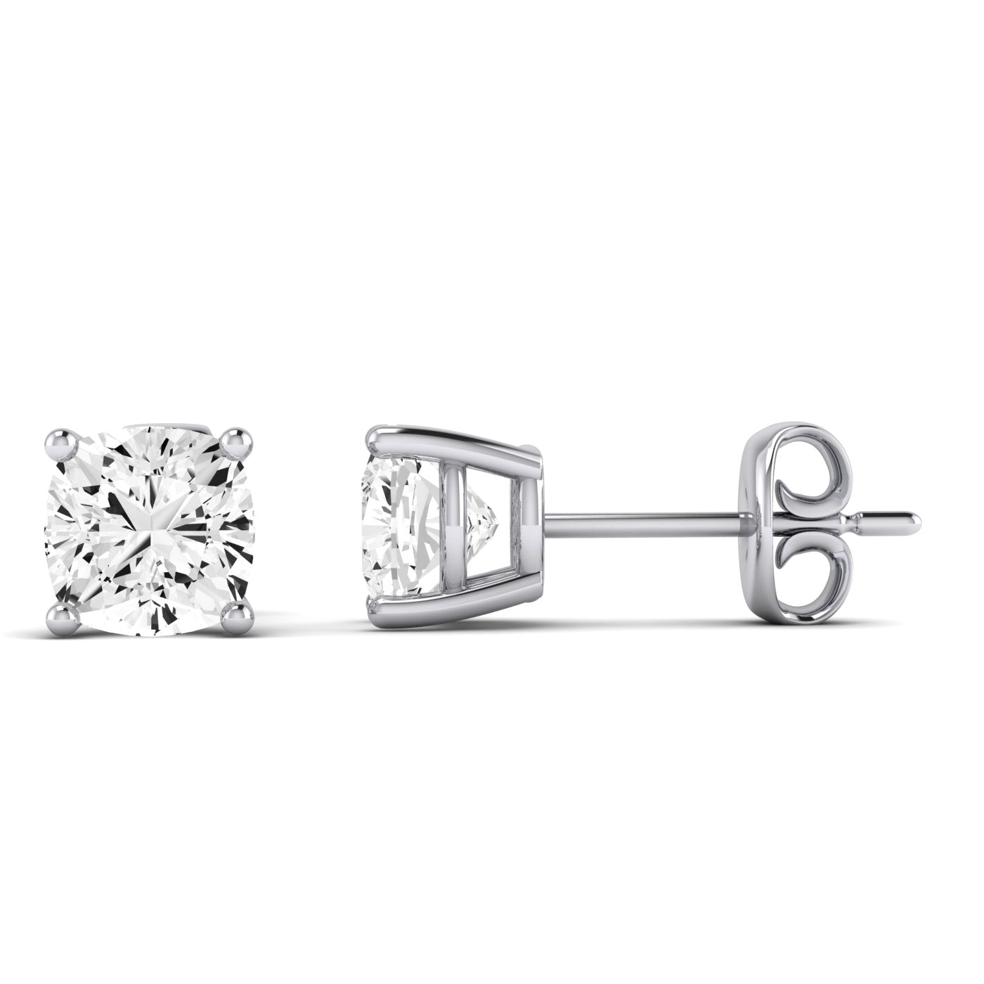 Elowen Cushion Cut Diamond Stud Earrings (Clarity Enhanced) whitegold