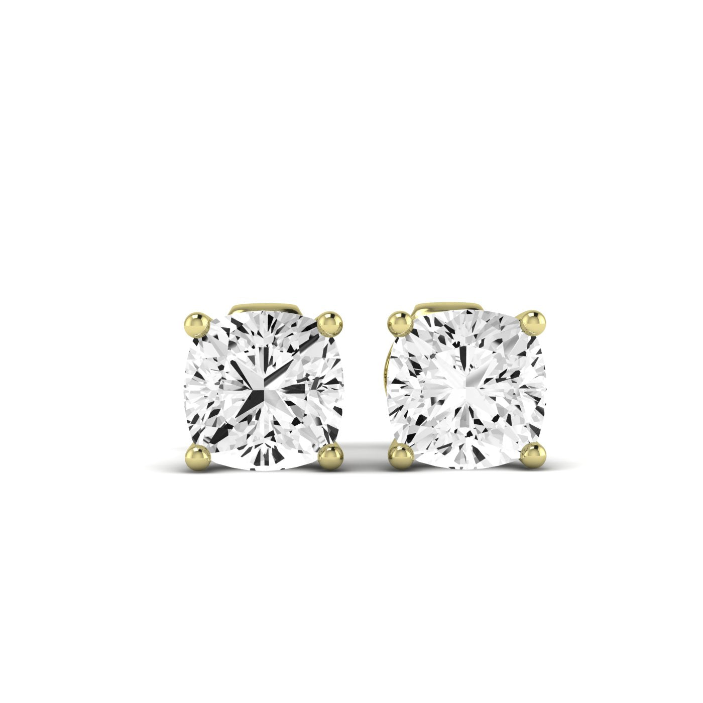 Elowen Cushion Cut Moissanite Stud Earrings yellowgold