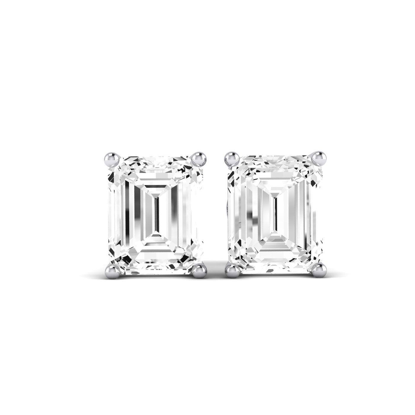 Elowen Emerald Cut Diamond Stud Earrings (Clarity Enhanced) whitegold