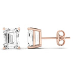 Elowen Emerald Cut Diamond Stud Earrings (Clarity Enhanced) rosegold