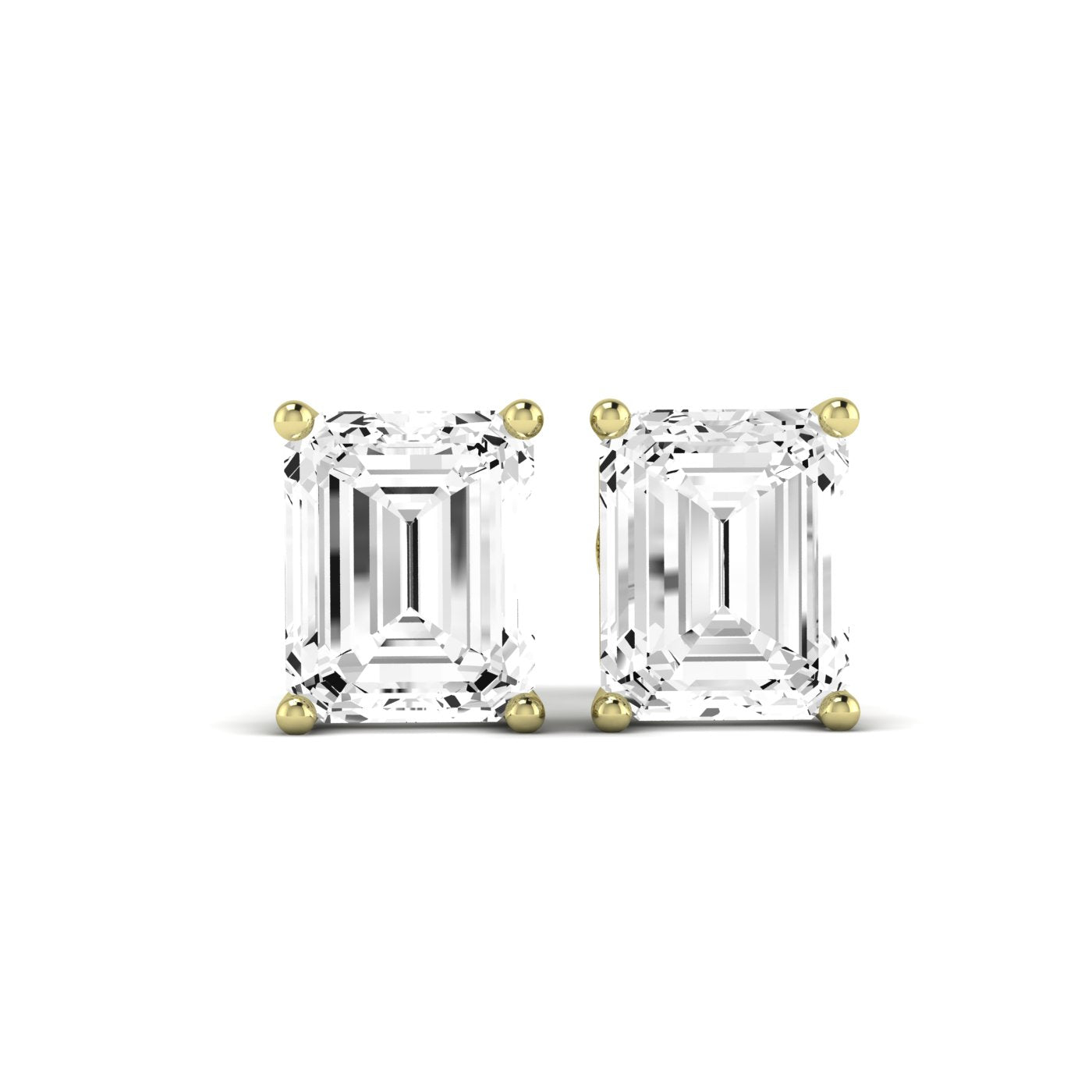 Elowen Emerald Cut Diamond Stud Earrings (Clarity Enhanced) yellowgold