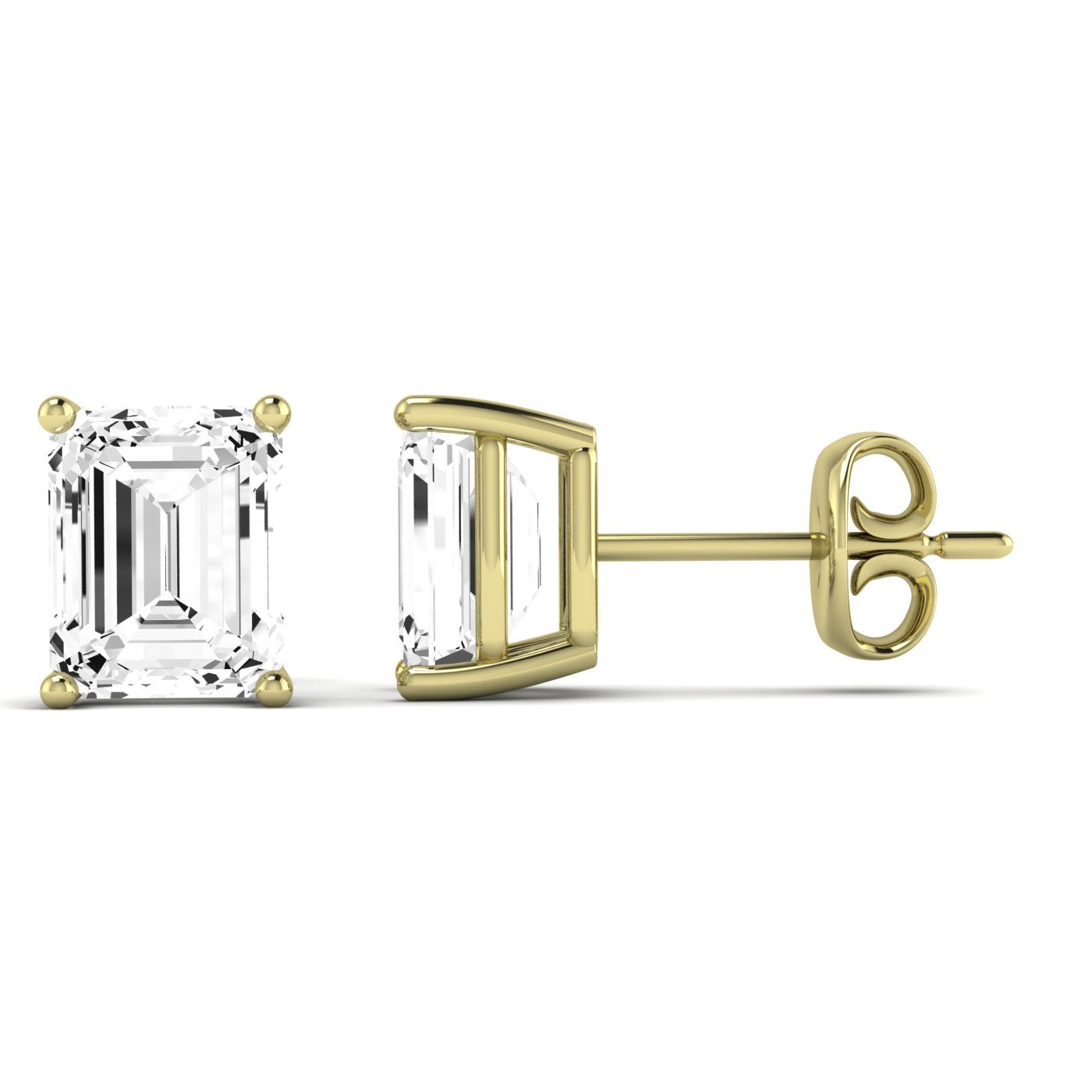 Elowen Emerald Cut Moissanite Stud Earrings yellowgold