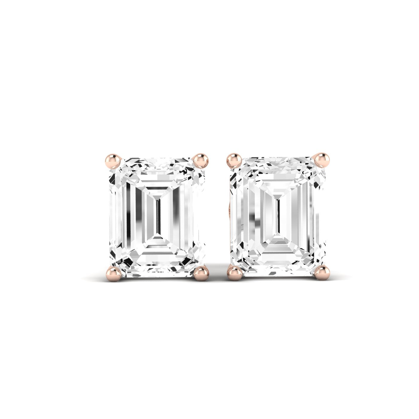 Elowen Emerald Cut Moissanite Stud Earrings rosegold