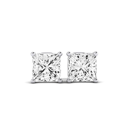 Elowen Princess Cut Diamond Stud Earrings (Clarity Enhanced) whitegold