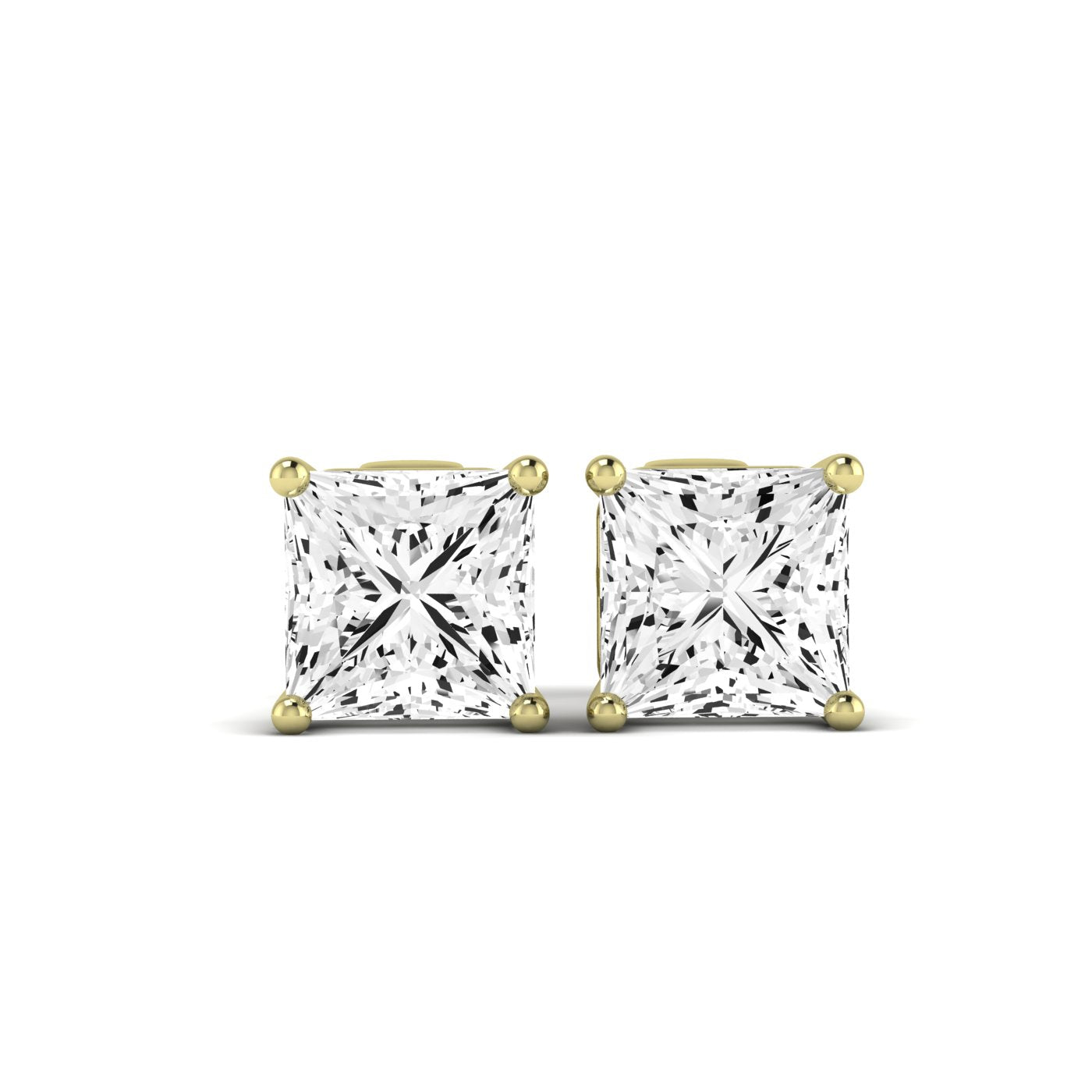 Elowen Princess Cut Diamond Stud Earrings (Clarity Enhanced) yellowgold