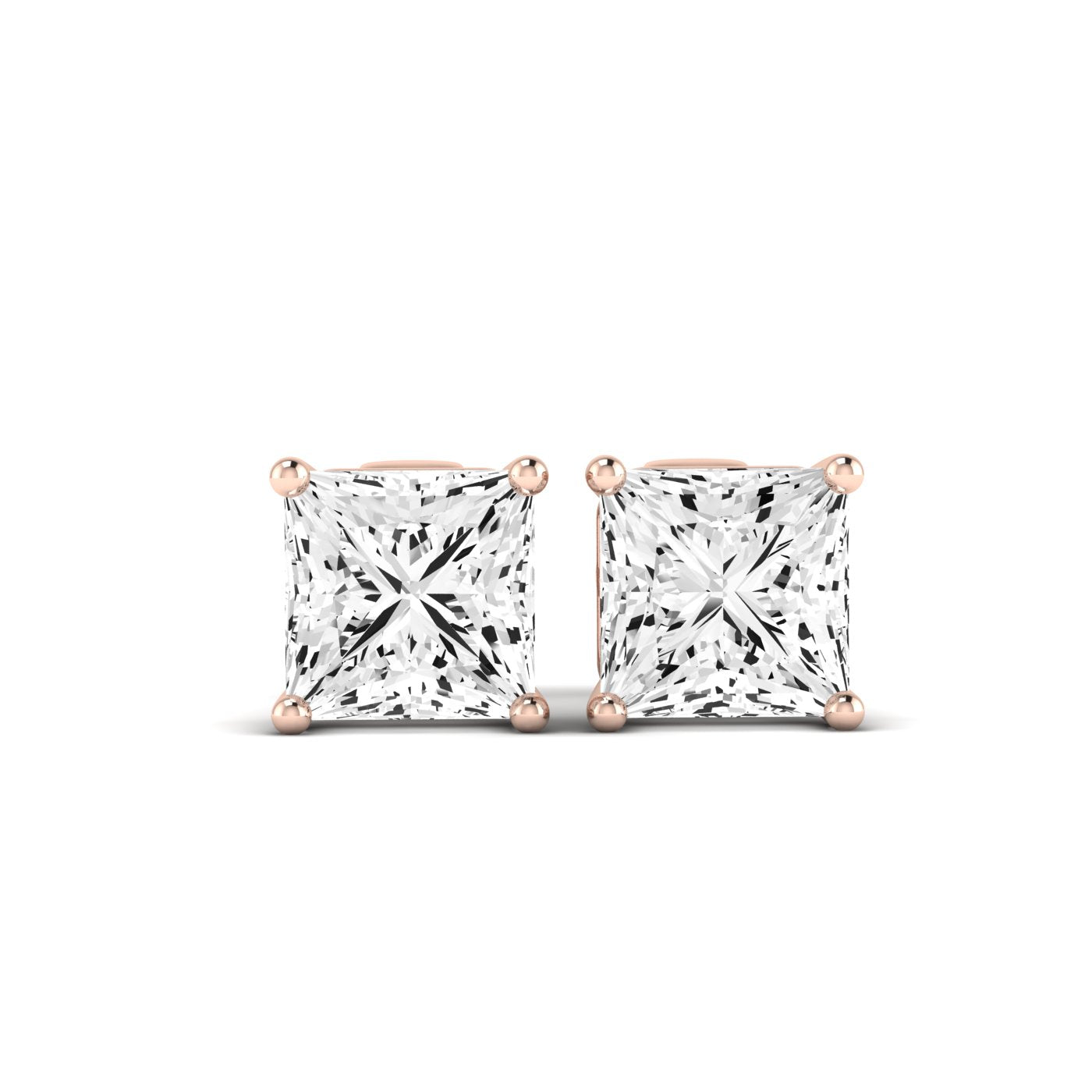 Elowen Princess Cut Diamond Stud Earrings (Clarity Enhanced) rosegold