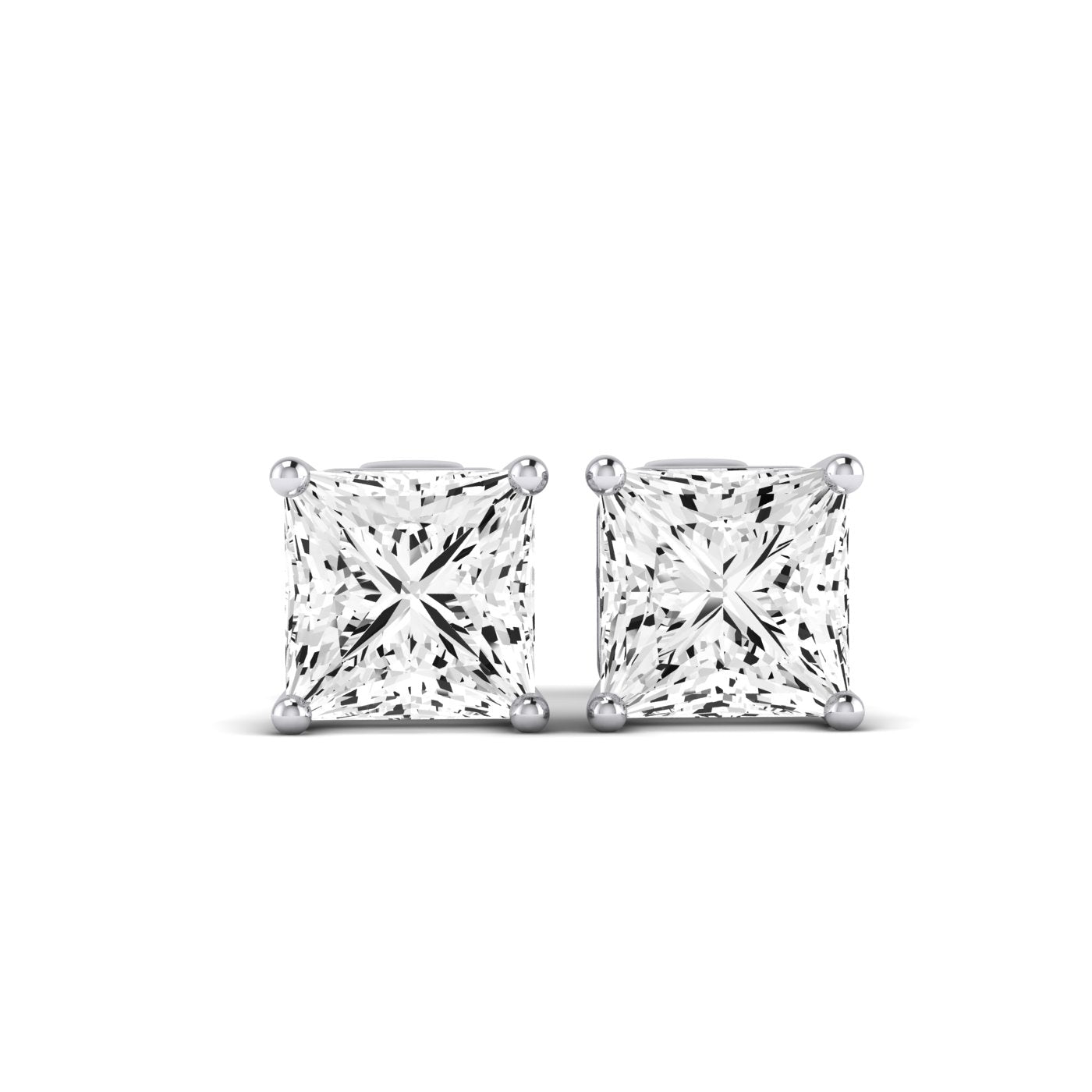 Elowen Princess Cut Diamond Stud Earrings (Clarity Enhanced) whitegold