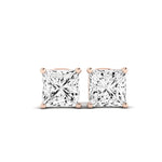 Elowen Princess Cut Diamond Stud Earrings (Clarity Enhanced) rosegold