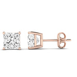 Elowen Princess Cut Diamond Stud Earrings (Clarity Enhanced) rosegold