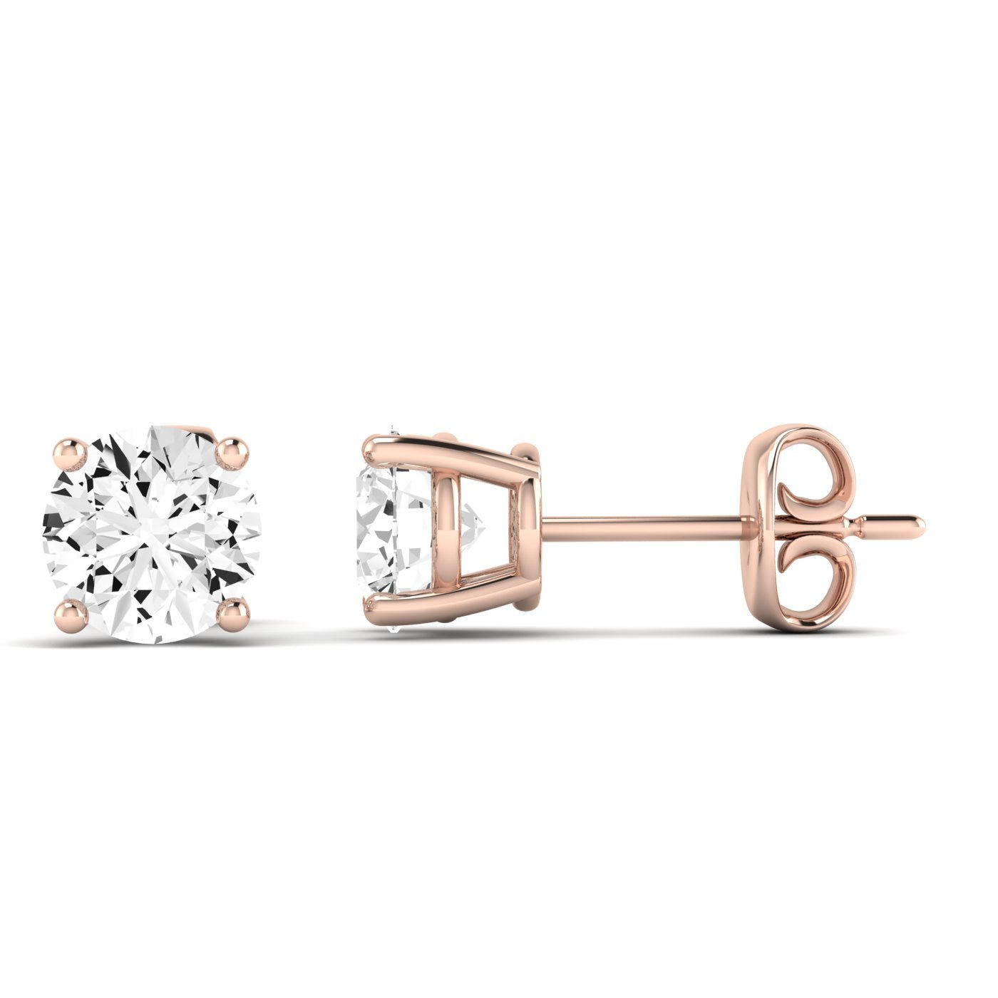 Elowen Round Cut Diamond Stud Earrings (Clarity Enhanced) rosegold