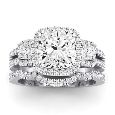 Erica Diamond Matching Band Only (does Not Include Engagement Ring) For Ring With Cushion Center whitegold