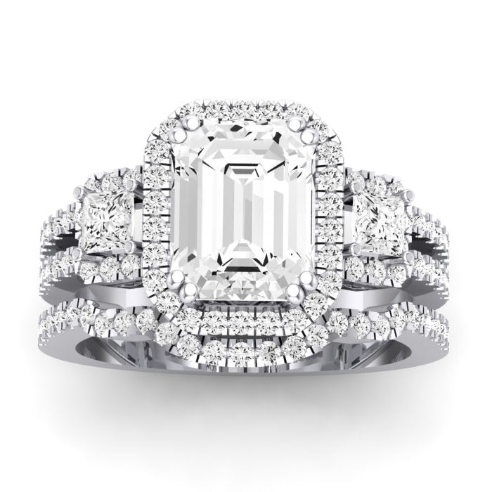 Erica Diamond Matching Band Only (does Not Include Engagement Ring) For Ring With Emerald Center whitegold