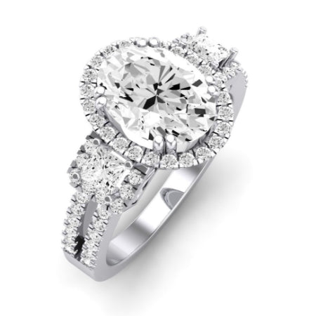 Erica Diamond Matching Band Only (does Not Include Engagement Ring) For Ring With Oval Center whitegold