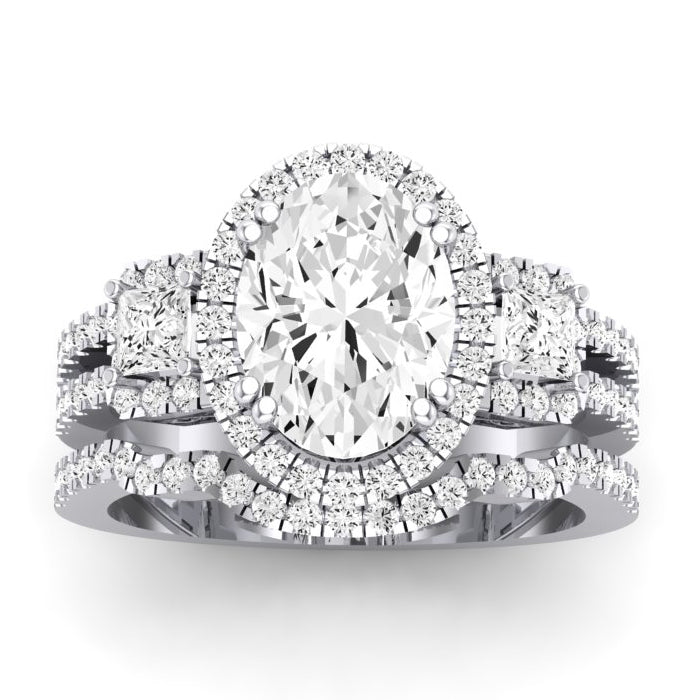 Erica Diamond Matching Band Only (does Not Include Engagement Ring) For Ring With Oval Center whitegold