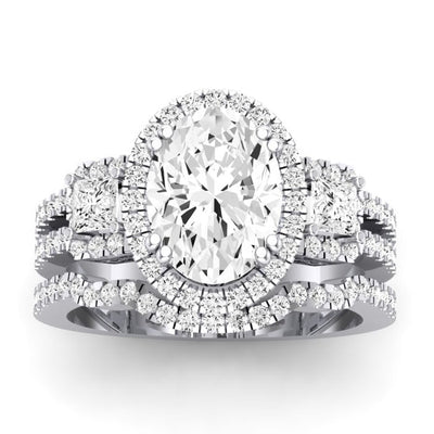 Erica Diamond Matching Band Only (does Not Include Engagement Ring) For Ring With Oval Center whitegold