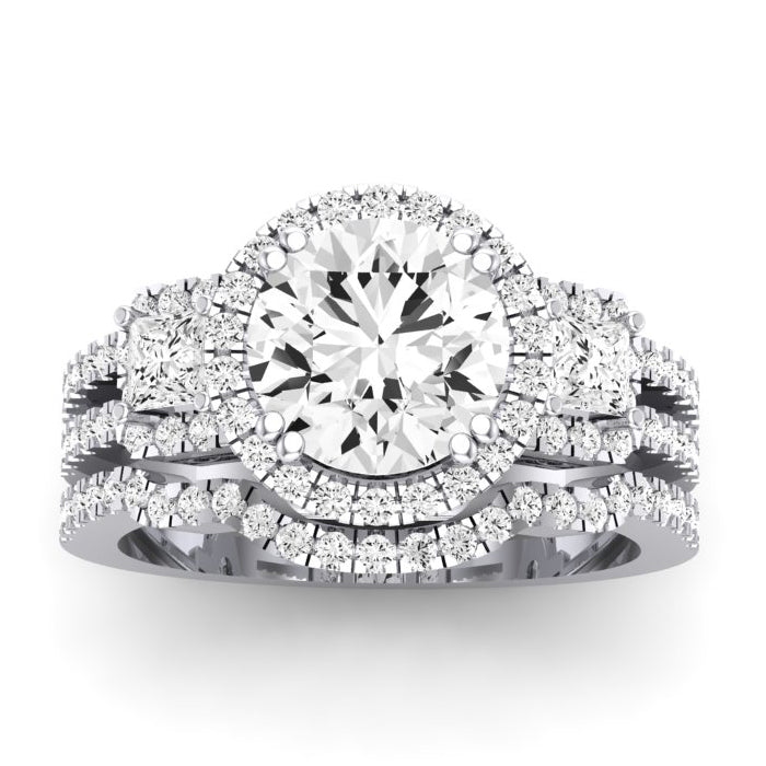 Erica Diamond Matching Band Only (does Not Include Engagement Ring) For Ring With Round Center whitegold