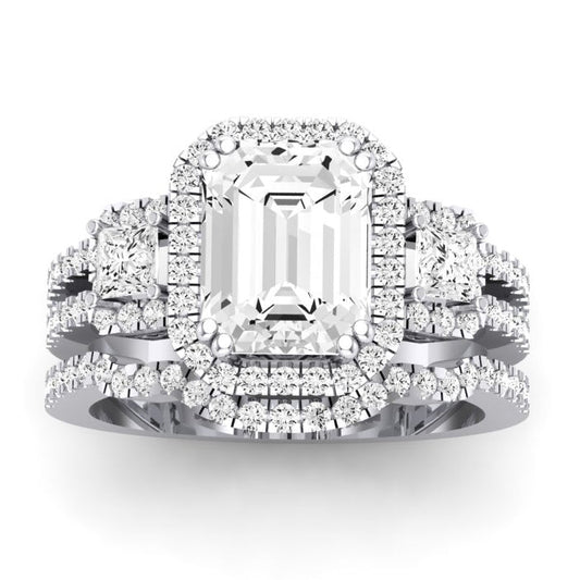 Erica Emerald Moissanite Bridal Set whitegold