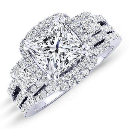 1.00 ct - Erica - GIA Natural Princess Diamond Bridal Set