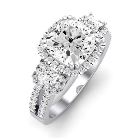 Erica Diamond Matching Band Only (does Not Include Engagement Ring) For Ring With Cushion Center whitegold