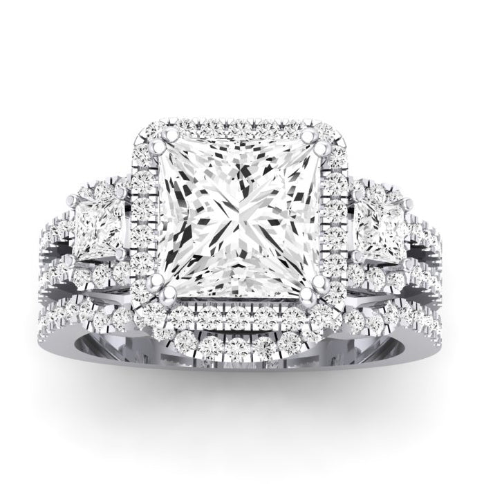 Erica Diamond Matching Band Only (does Not Include Engagement Ring) For Ring With Princess Center whitegold