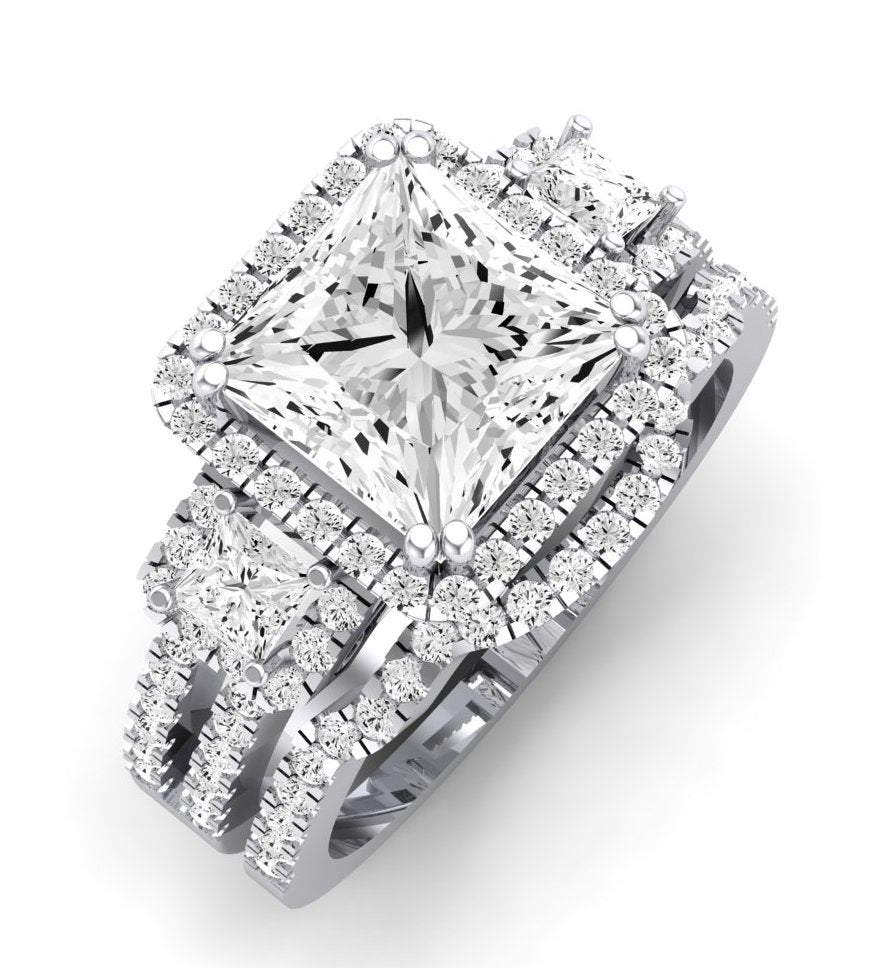 Erica Diamond Matching Band Only (does Not Include Engagement Ring) For Ring With Princess Center whitegold