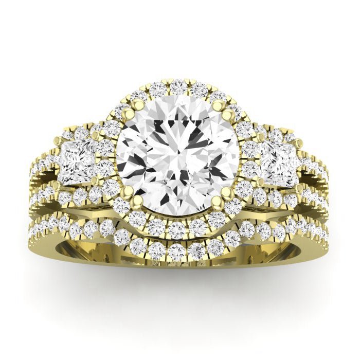 Erica Diamond Matching Band Only (does Not Include Engagement Ring) For Ring With Round Center yellowgold