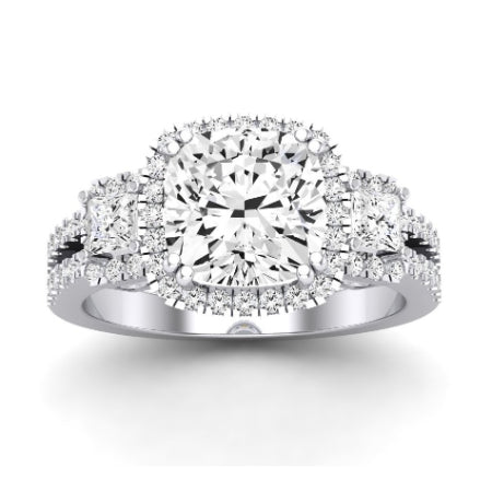 Erica Moissanite Matching Band Only (does Not Include Engagement Ring) For Ring With Cushion Center whitegold