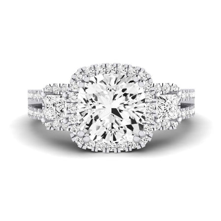 Erica Moissanite Matching Band Only (does Not Include Engagement Ring) For Ring With Cushion Center whitegold