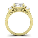 Erica Moissanite Matching Band Only (does Not Include Engagement Ring) For Ring With Cushion Center yellowgold